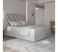 Tammy Upholstered Soft Velvet Metal Grey Bed Frame