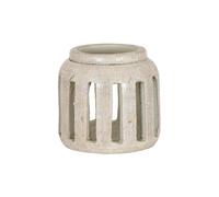 KDMD Tarn Collection Medium Pillar Candle Holder with Warm Patina in White KDMD White