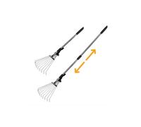 KDMD Telescopic Expandable Garden Rake 9 Head Stainless 23cm to 70cm in Silver KDMD Silver