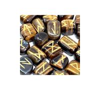 KDMD Tiger Eye Rune Stone Set in Pouch Mystical Divination & Tarot Tools in Brown KDMD Brown