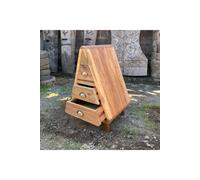 KDMD Triangle Three Drawer Chest Teak Wood Storage in Brown KDMD Brown