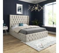 Turin Straight Winged Upholstered Soft Velvet Cream Bed Frame