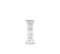 KDMD Vintage Whitewashed Mango Wood Candle Stand - Small Rustic Decor in White KDMD White