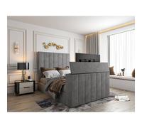 KDMD Vogue Upholstered Soft Velvet Line Grey Tv Bespoke Bed Frame | Size: Small Double KDMD Grey Small Double