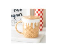 KDMD Waffle Textured Mug & Coaster Set - 550ml, Microwave & Dishwasher Safe in Brown KDMD Brown