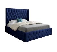 Wayno Straight Winged Upholstered Soft Velvet Designer Bed Frame