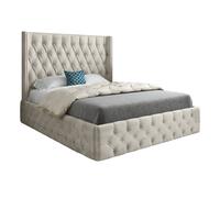 Wayno Straight Winged Upholstered Soft Velvet Designer Bed Frame