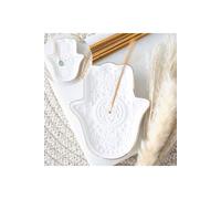 KDMD White Hamsa Hand Incense Holder & Trinket Dish-Protective Energy Decor KDMD White