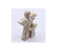 KDMD Whitewash Mango Wood Angel Figurine - Love & Protection Gift in White KDMD White