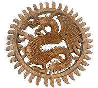KDMD Winged Sun Dragon Plaque Carving - 30m in Brown KDMD Brown