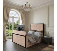 KDMD Woldingham Upholstered Electric Media Mink TV Bed Frame in Beige | Size: Super King KDMD Beige Super King