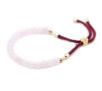 KDMD Women's 18K Gold Plated Gemstone Bordeaux String Bracelet - Rose Quartz in Pink KDMD Pink One Size