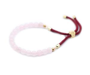KDMD Women's 18K Gold Plated Gemstone Bordeaux String Bracelet - Rose Quartz in Pink KDMD Pink One Size