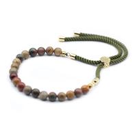 KDMD Women's 18K Gold Plated Gemstone Moss String Bracelet - Picasso Jasper in Brown KDMD Brown One Size
