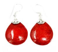KDMD Women's 925 Silver Earrings - Ball Drops in Red KDMD Red One Size