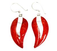 KDMD Women's 925 Silver Earrings - Mangos in Red KDMD Red One Size