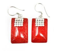 KDMD Women's 925 Silver Earrings - SQ Mini Discs in Red KDMD Red One Size