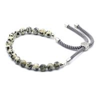 KDMD Women's 925 Silver Plated Gemstone Charcoal String Bracelet - Dalmatian Jasper in Black KDMD Black One Size