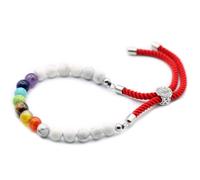 KDMD Women's 925 Silver Plated Gemstone Royal Red String Bracelet - White Howlite Chakra KDMD Red One Size