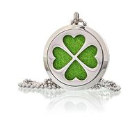 KDMD Women's Aromatherapy Diffuser Necklace - Four Leaf Clover 30mm in Green KDMD Green One Size