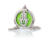 KDMD Women's Aromatherapy Diffuser Necklace - Hand of Fatima 30mm in Green KDMD Green One Size