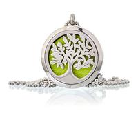 KDMD Women's Aromatherapy Diffuser Necklace - Tree of Life 30mm in Green KDMD Green One Size