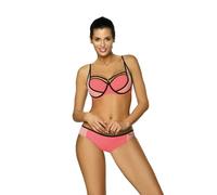 KDMD Women's Bardot Push Up Two Piece Swimsuit with Mesh Sides Style 116579 in Pink | Size: Medium KDMD Pink M