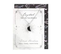 KDMD Women's Black Obsidian Crystal Moon Necklace on Greeting Card KDMD Black One Size