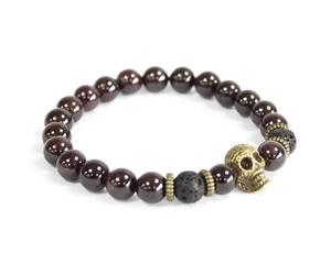 KDMD Women's Bronze Skull / Blood Stone - Gemstone Bracelet in Brown KDMD Brown One Size
