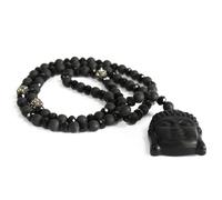 KDMD Women's Buddha / Black Stone - Gemstone Necklace in Grey KDMD Grey One Size