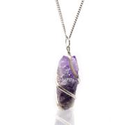 KDMD Women's Cascade Wrapped Gemstone Necklace - Rough Amethyst in Purple KDMD Purple One Size