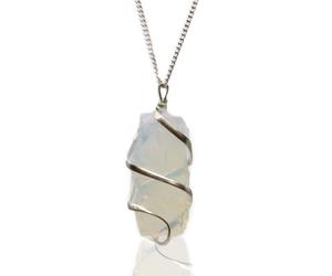 KDMD Women's Cascade Wrapped Gemstone Necklace - Rough Opalite in White KDMD White One Size