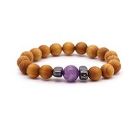 KDMD Women's Cedarwood Third Eye Chakra Bangle with Amethyst in Purple KDMD Purple One Size