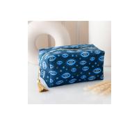 KDMD Women's Celestial All Seeing Eye Velvet Makeup Bag with Gold Zipper in Blue KDMD Blue