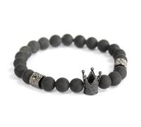 KDMD Women's Crystal Crown / Black Agate - Gemstone Bracelet in Grey KDMD Grey One Size