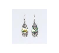 KDMD Women's Elegant Abalone Shell & Silver Teardrop Earrings-Lightweight & Stylish KDMD Silver One Size