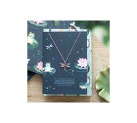 KDMD Women's Elegant Dragonfly Necklace Gift on Serene Pond Greeting Card in Silver KDMD Silver One Size