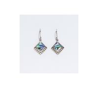 KDMD Women's Elegant Shell & Silver Square Dot Earrings-Iridescent Abalone Jewelry KDMD Silver One Size