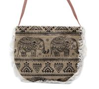 KDMD Women's Fab Fringe Bag - Elephant Print in Black KDMD Black One Size