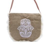 KDMD Women's Fab Fringe Bag - Hamsa Print in White KDMD White One Size