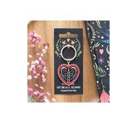 KDMD Women's Folk Heart Keyring - Colorful Enamel & Alloy Accessory Gift in Black KDMD Black One Size