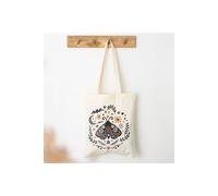 KDMD Women's Folk Moth Polycotton Tote Bag for Daily Essentials in White KDMD White
