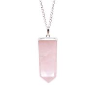KDMD Women's Gemstone Flat Pencil Pendant - Rose Quartz in Pink KDMD Pink One Size
