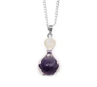 KDMD Women's Gemstone Healing Hands Pendant - Amethyst in Blue KDMD Blue One Size