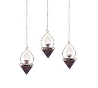 KDMD Women's Gemstone Lantern of Life Pendulum - Amethyst & Rock Quartz in Purple KDMD Purple One Size