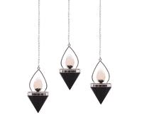 KDMD Women's Gemstone Lantern of Life Pendulum - Black Agate & Rose Quartz KDMD Black One Size