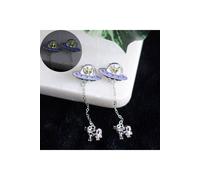 KDMD Women's Glow in the Dark Alien Abduction Dangle Earrings - UFO & Cow Design KDMD Multicolor One Size