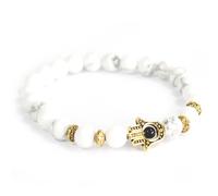 KDMD Women's Gold Hamsa / White Stone - Gemstone Bracelet KDMD White One Size