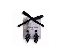 KDMD Women's Jet Black Vintage Glass Long Drop Earrings - Elegant & Bold Jewelry KDMD Black One Size