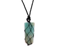 KDMD Women's Laced Gemstone Flat Point Pendant - Amazonite in Teal KDMD Teal One Size